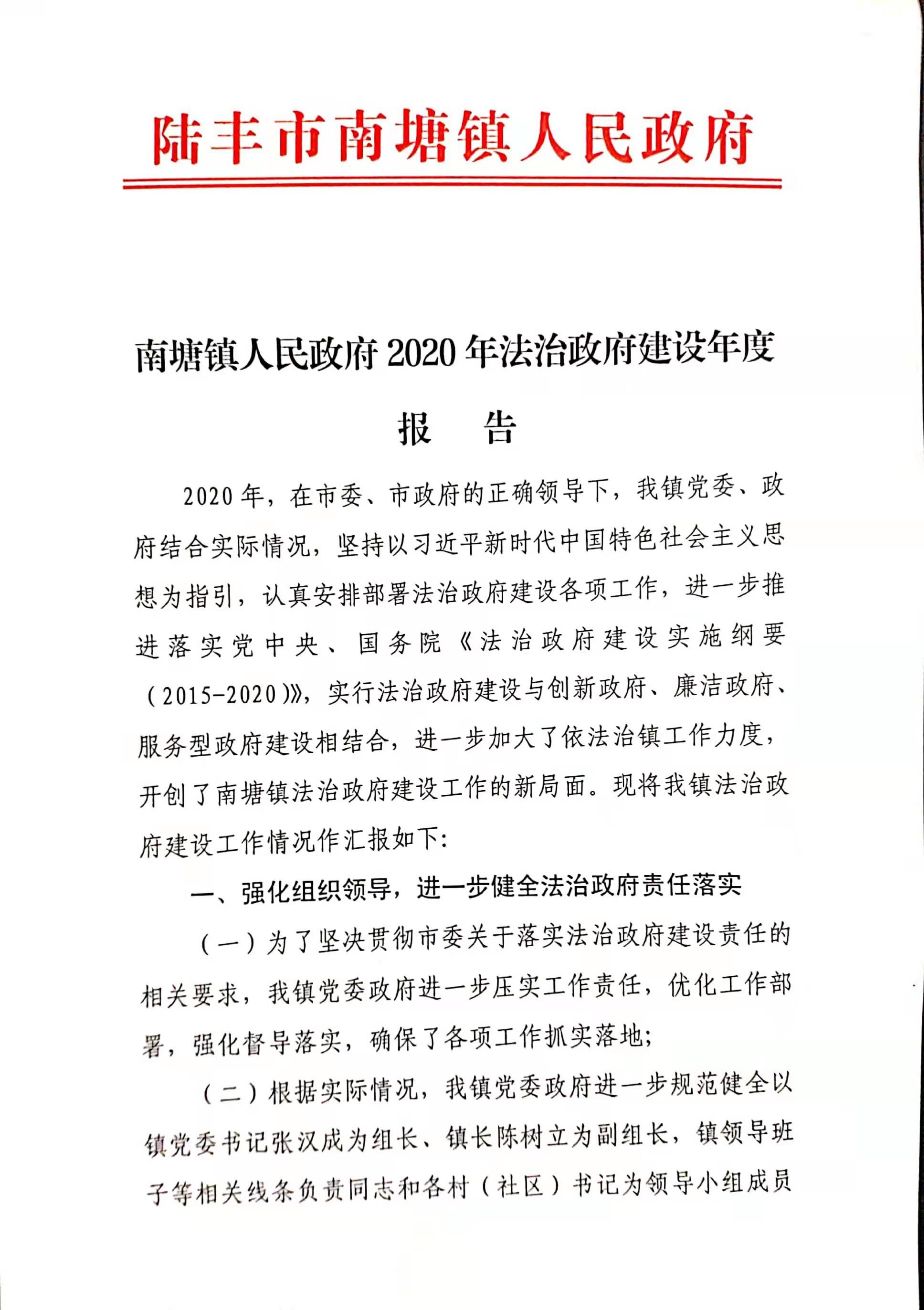 南塘鎮(zhèn)人民政府2020年度法治政府建設(shè)年度報告_00.png